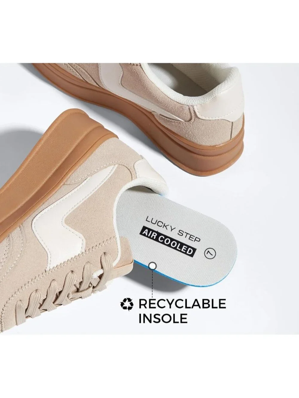 🆕Women's Beige Platform Fashion Sneakers Thick Sole Casual Walking Shoes